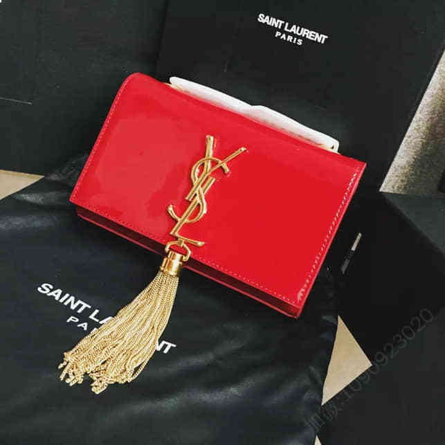 YSL 圣罗兰354120 女士真漆皮休闲链条单肩斜跨包手拿包 货源服务原版包包
