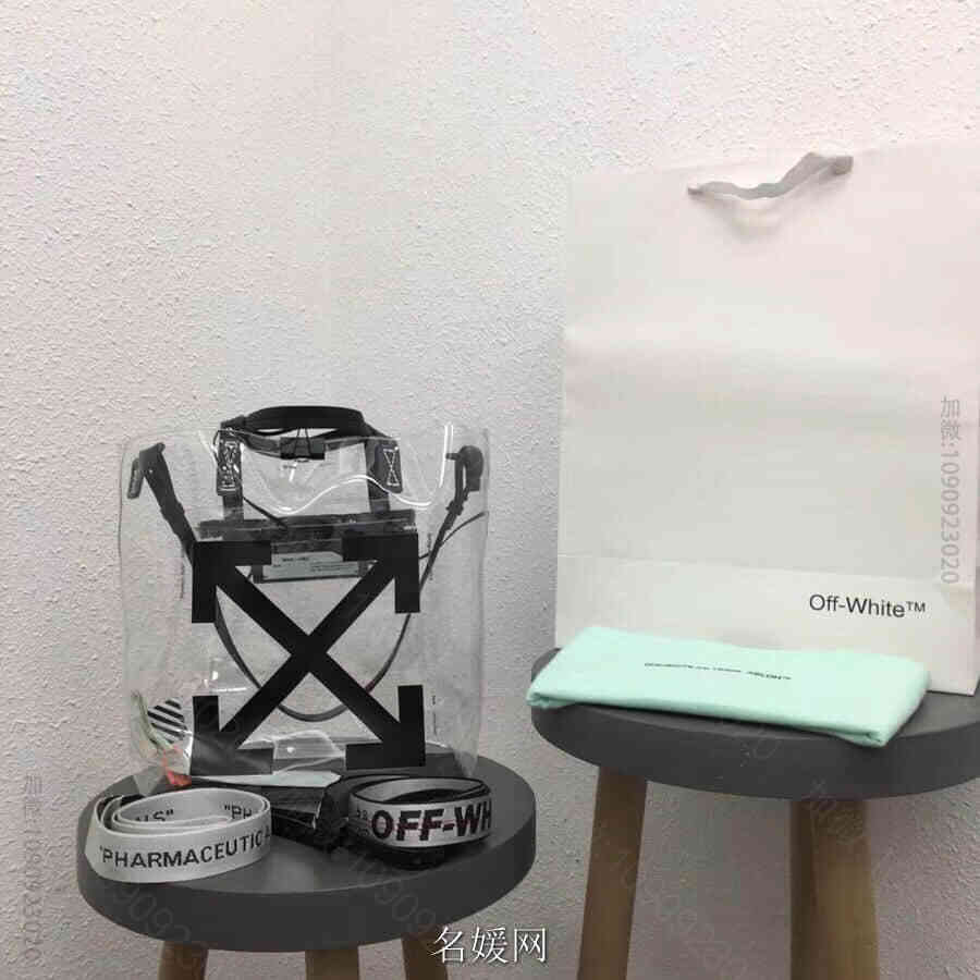 Off-White 18SS 透明箭头LOGO托特包 TOTE手提斜挎包 5...