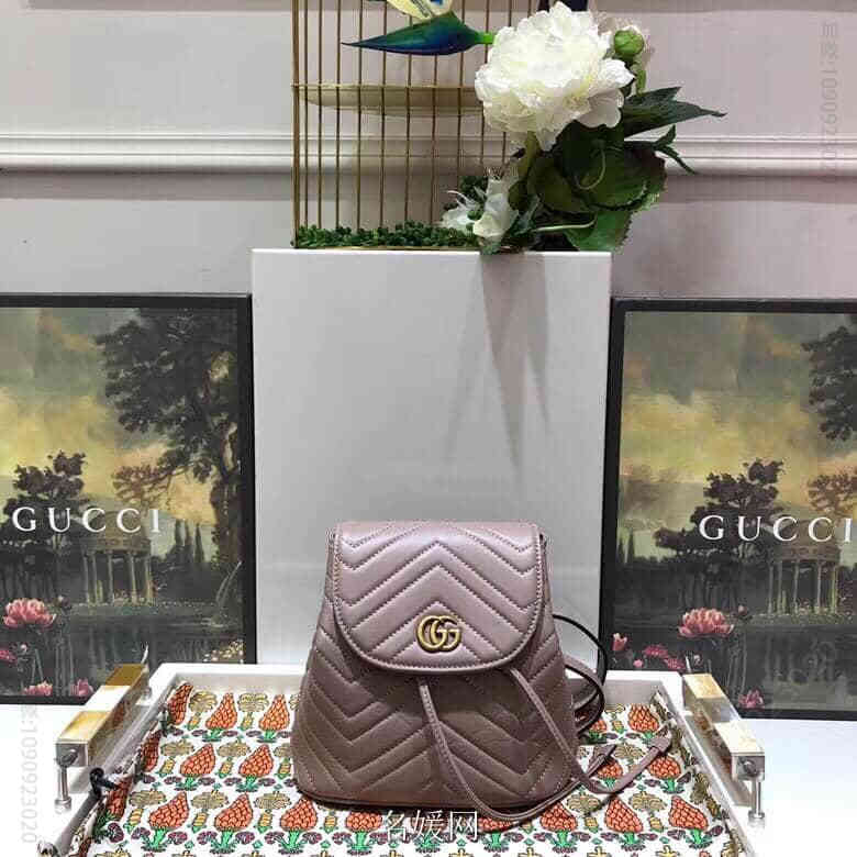 Gucci古驰/18新款 GG Marmont系列绗缝背包双肩包 528129