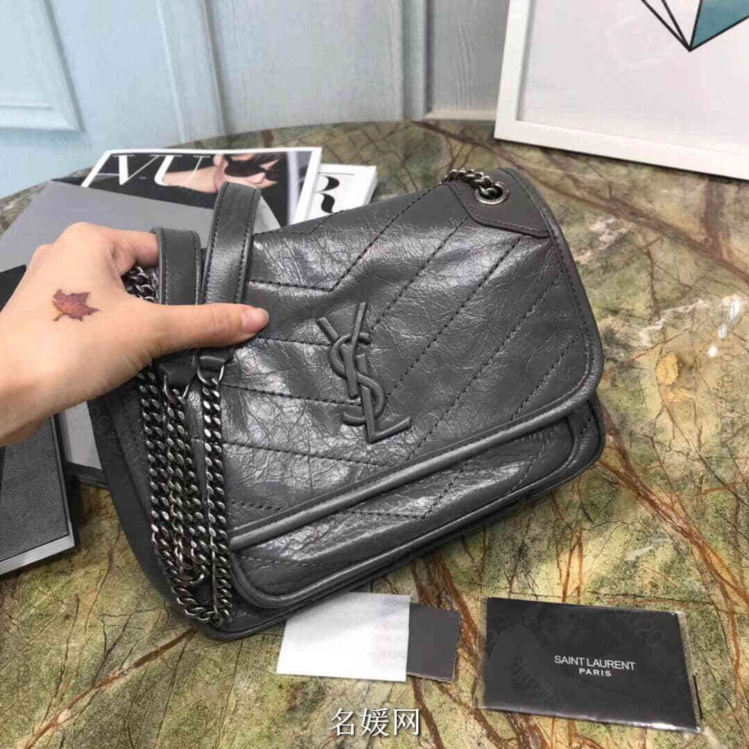 YSL/圣罗兰 Baby Niki 褶皱绗缝真皮链条包 533037