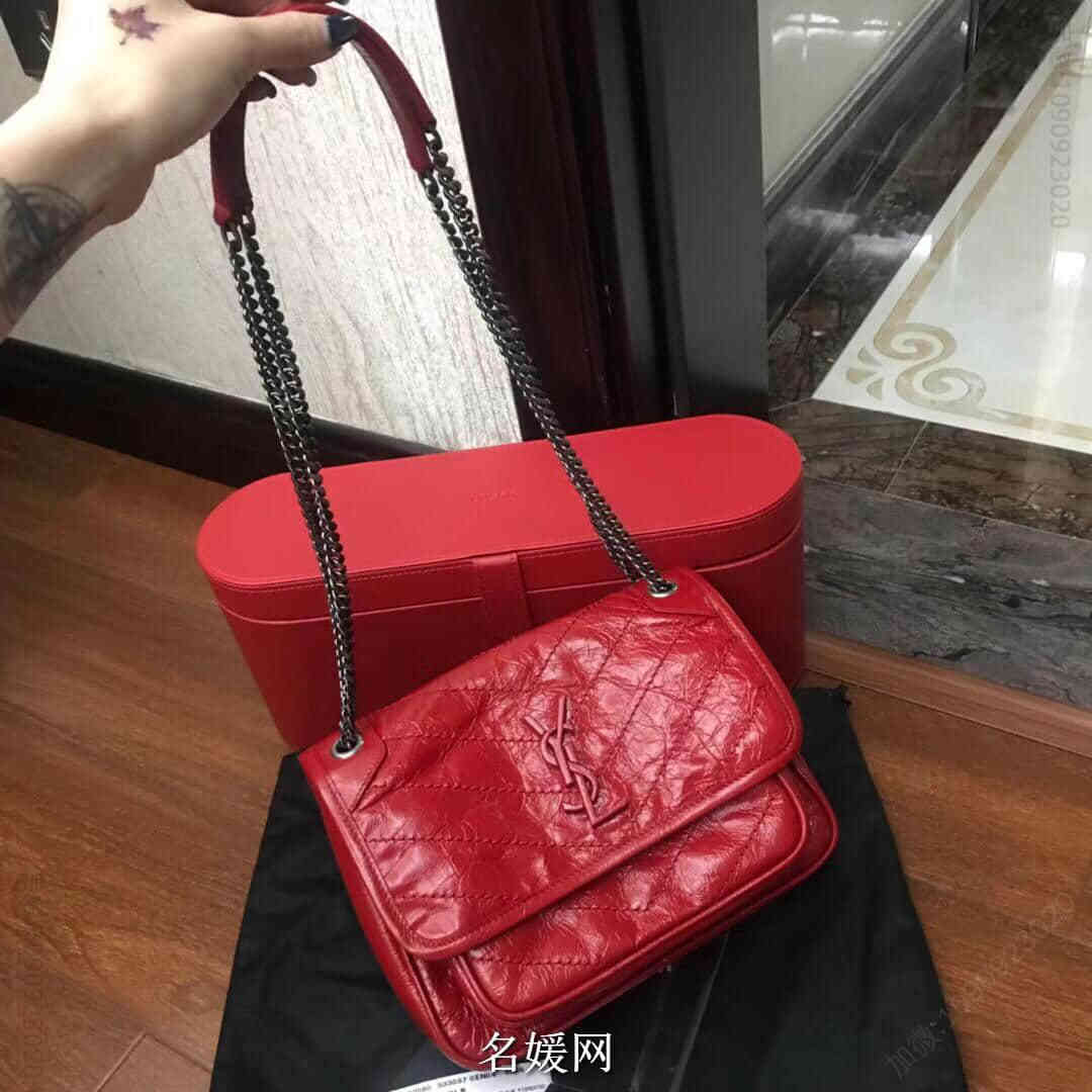 YSL/圣罗兰 Baby Niki 褶皱绗缝真皮链条包 533037