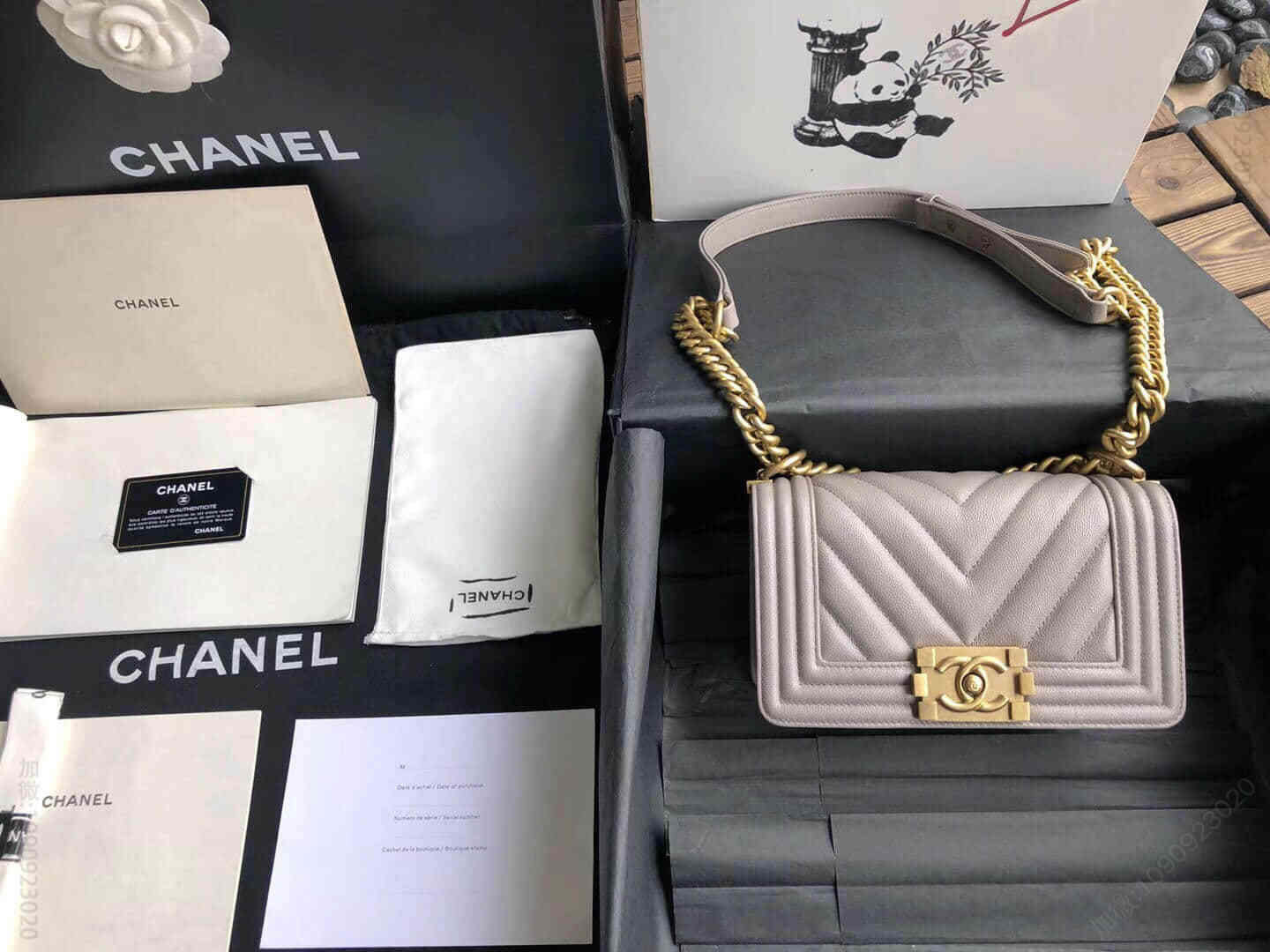 Chanel/香奈儿 18新款GR正品尾皮 浅卡其小牛皮沙金扣V型单肩斜挎包