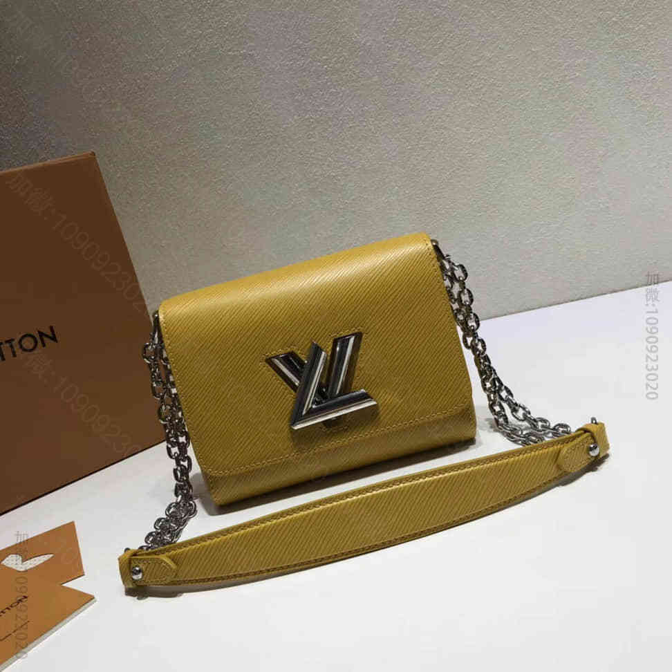 LV/路易威登 18ss新款 花蕊黄水波纹皮革Twist小号手袋 M5183...