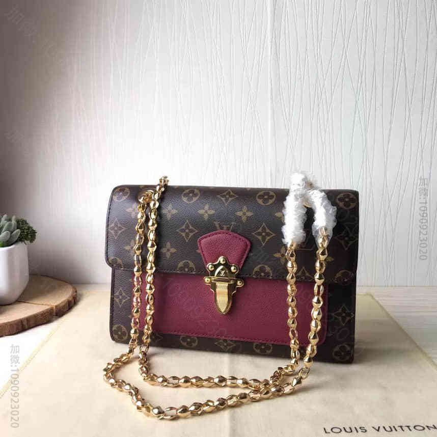【原单】路易威登 LV41731老花配皮链条包 紫色 Monogram帆布配...