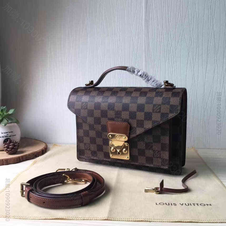 LV2016最新款顶级原单复古邮差包 路易威登原版Monogram帆布mon...
