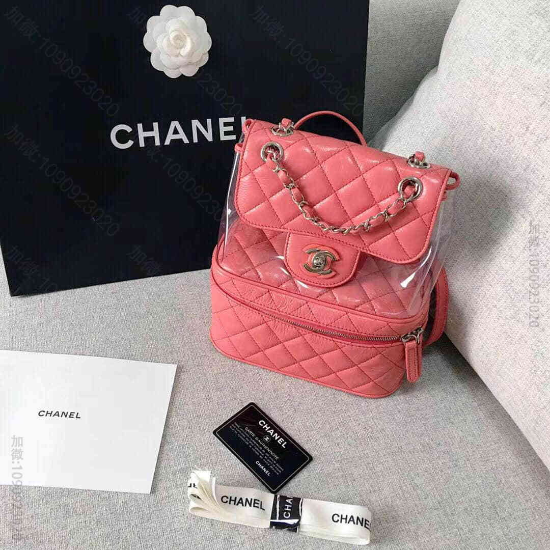 Chanel香奈儿18年新款pvc塑料胶片透明双肩背包