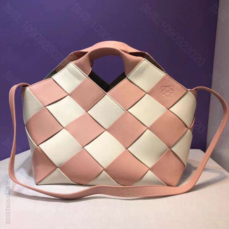 LOEWE/罗意威 18年新款Woven Basket Gingham Ba...