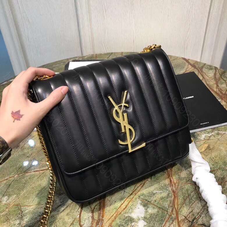 YSL圣罗兰 18年新款羊皮LARGE VICKY BAG斜挎包 53259...