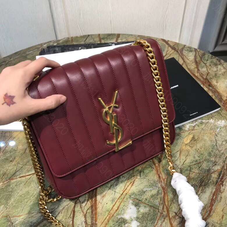 YSL圣罗兰 18年新款羊皮LARGE VICKY BAG斜挎包 53259...