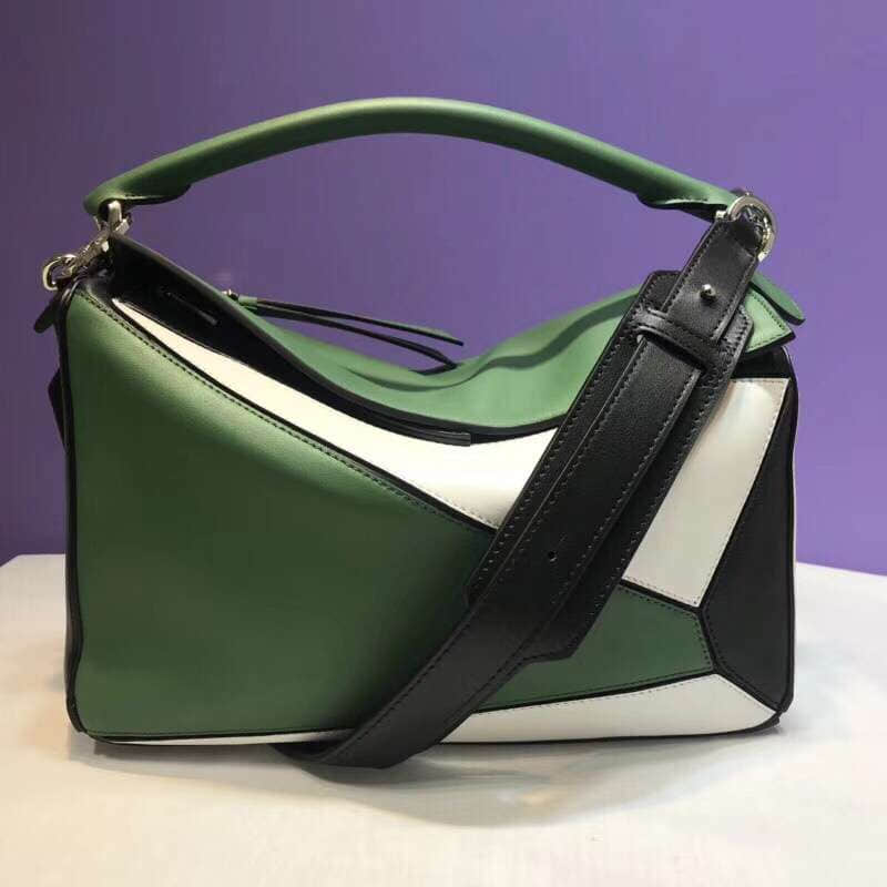 LOEWE/罗意威 Puzzle Bag Forest Green/Whit...