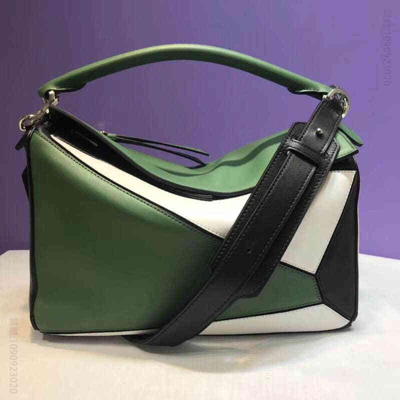 LOEWE/罗意威 Puzzle Bag Forest Green/White/Black
