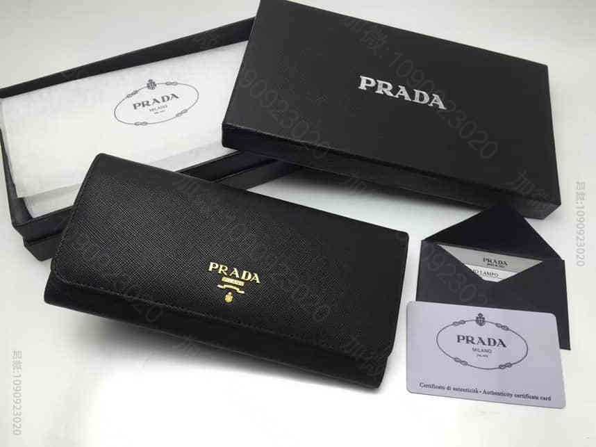 奢侈品老鼠货 PRADA普拉达P家十字纹牛皮女士皮夹 1M1132黑色 官网...