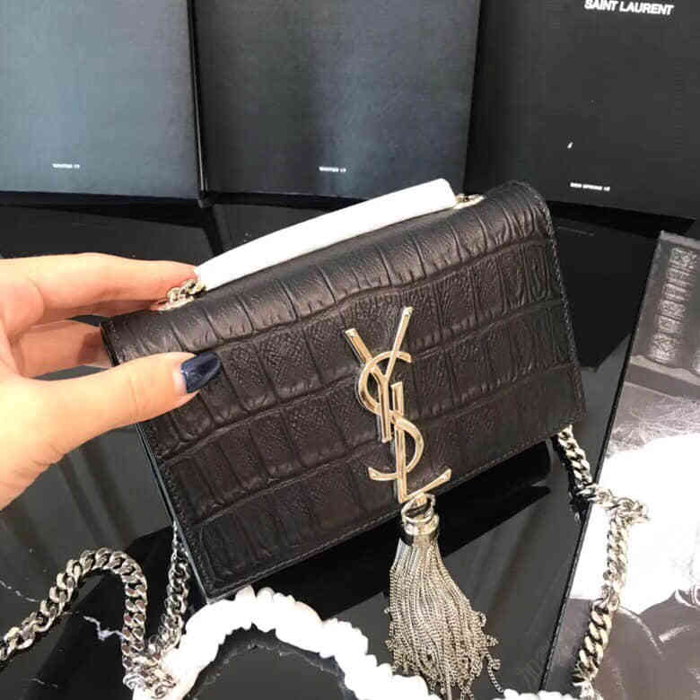 圣罗兰/ysl KATE流苏款鳄鱼纹17cm链条包 354120