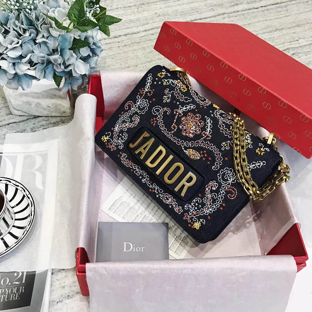 迪奥单肩女包 迪奥Dior 18新款 J’ADIOR 牛仔风珠绣 度假系列 