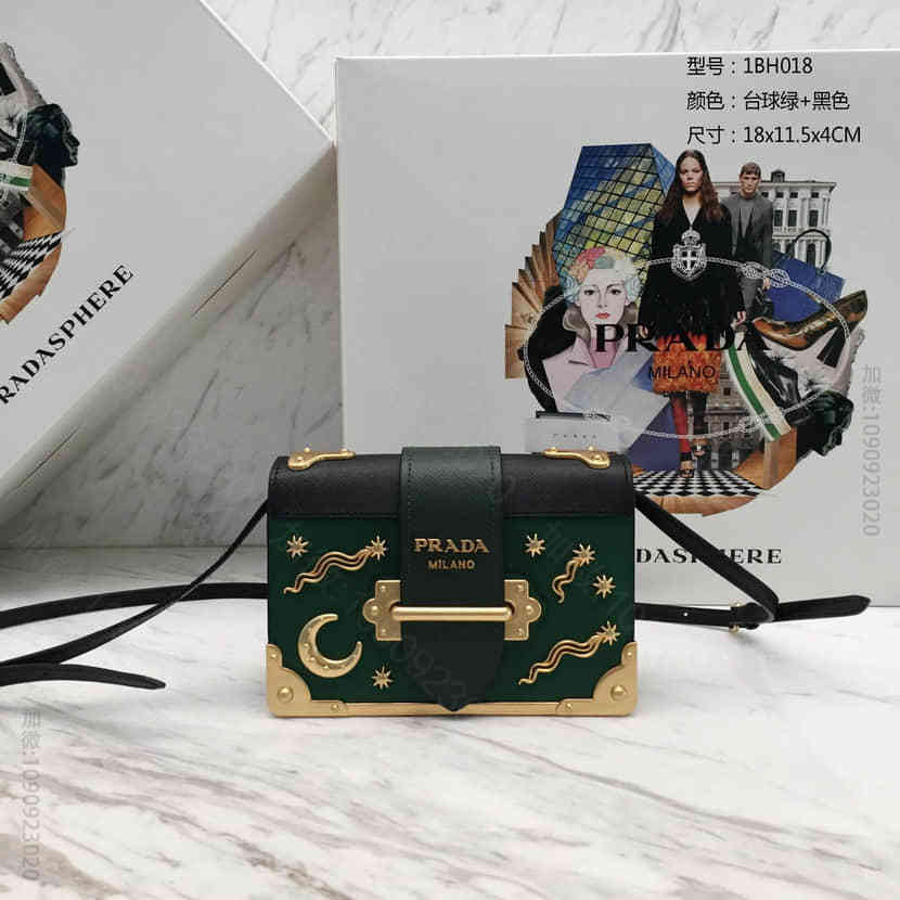 prada cahier手袋 十字纹牛皮复古风格斜挎包1BH018