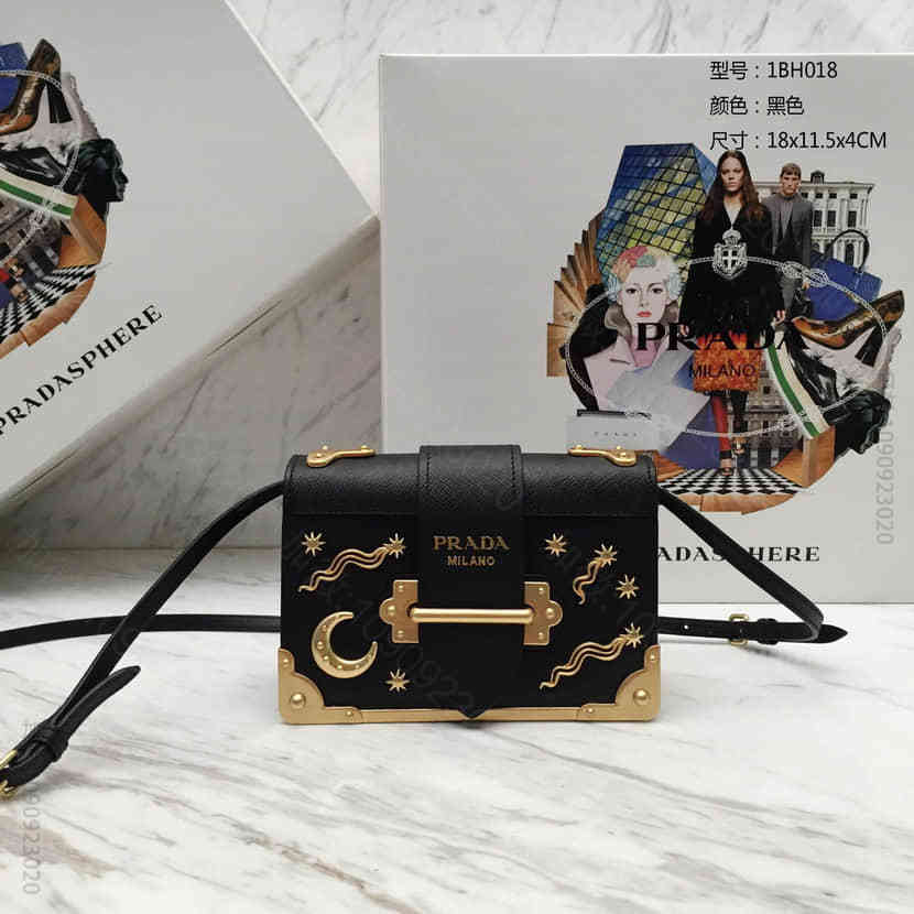 prada cahier手袋 十字纹牛皮复古风格斜挎包1BH018