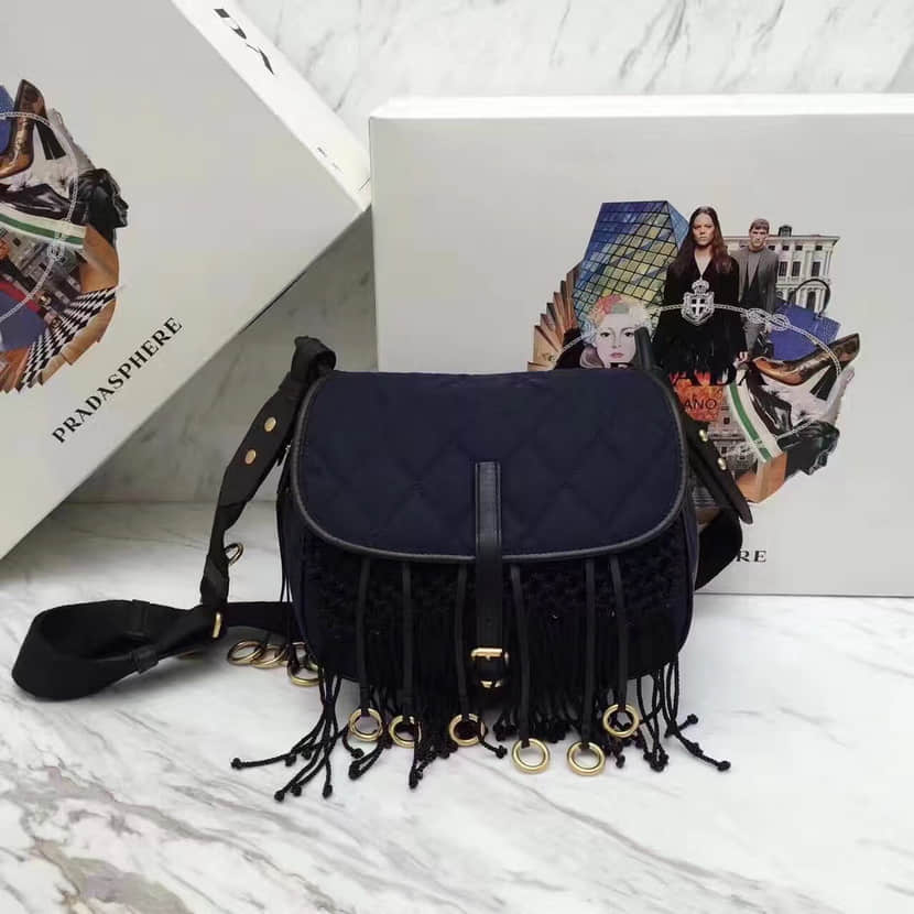 Prada Corsaire bag绗缝织物手袋 单肩斜挎小包1BD051