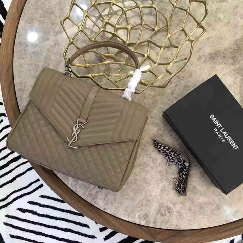 YSL美国官方网 圣罗兰SAINT LAURENT Monogram大号手提单肩斜挎包436694 棕色