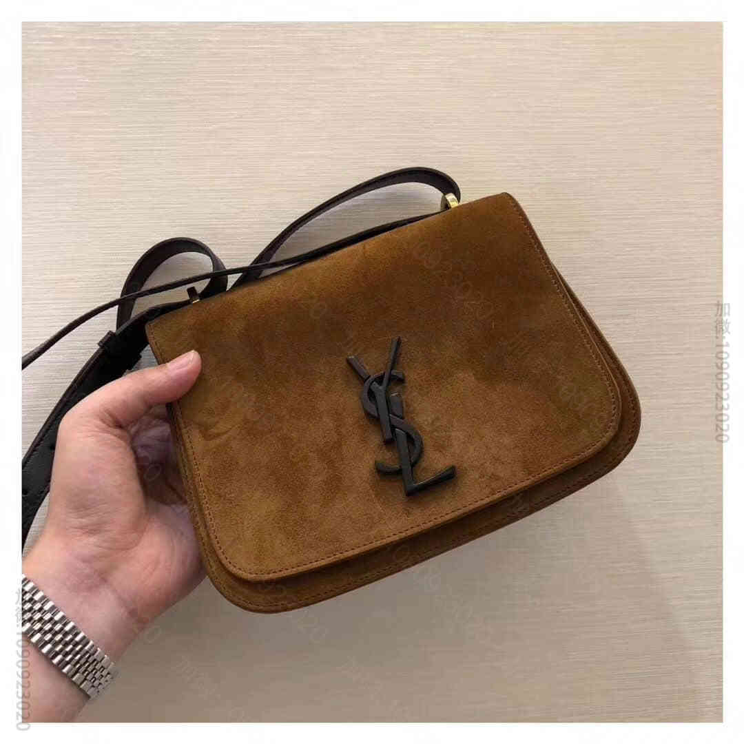 圣罗兰ysl SPONTINI小号棕色磨砂皮Box挎包 512853