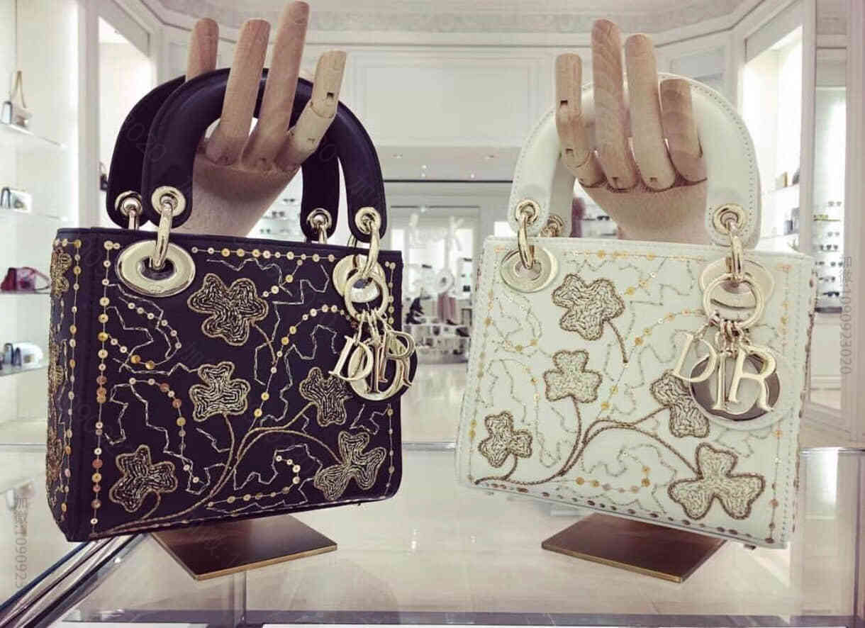Dior/迪奥 Mini Lady 限量版• 金丝四叶草手提包