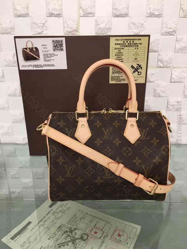 LV小号枕头包 LV SPEEDY 25 手袋 路易威登手提斜背肩背包M41...