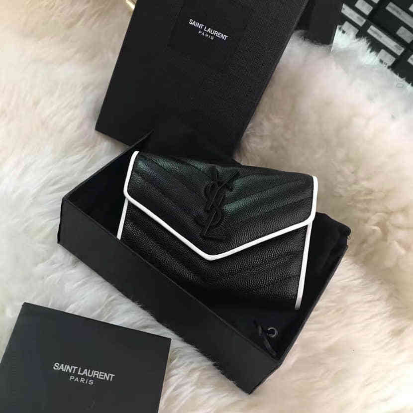 YSL圣罗兰SAINT LAURENT 2017早春最新款女士零钱包/卡包447954 黑色