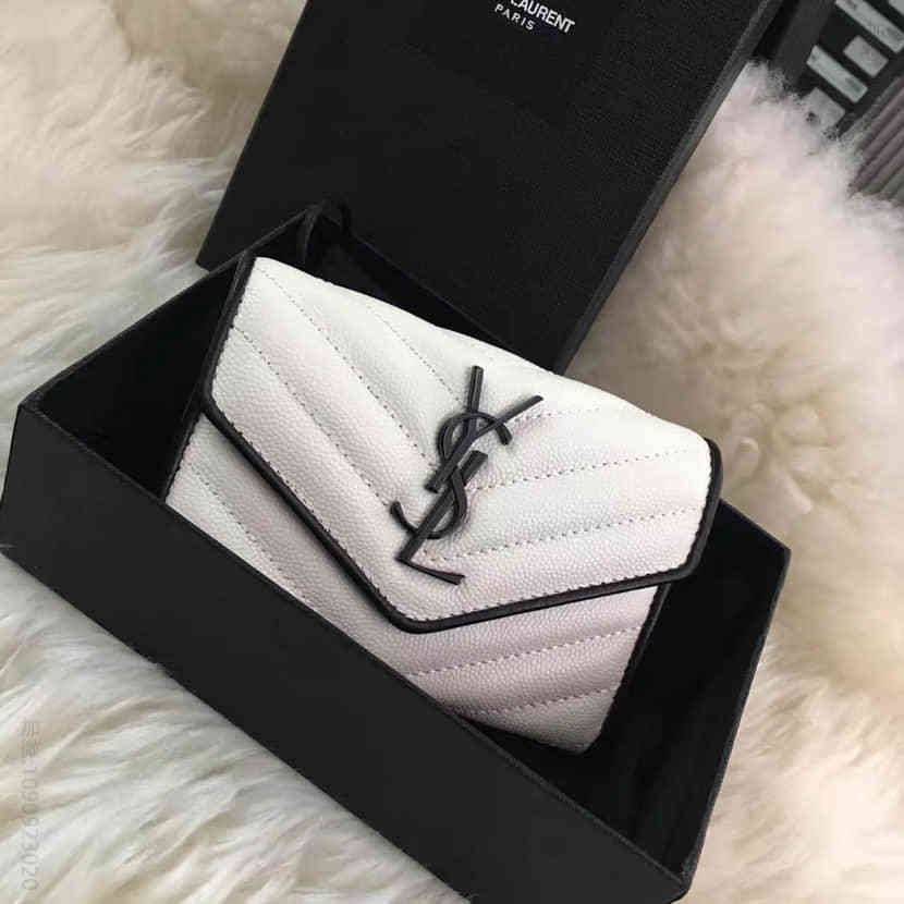 专柜同款 YSL圣罗兰SAINT LAURENT 2017早春最新款女士零钱包/卡包447954 白色