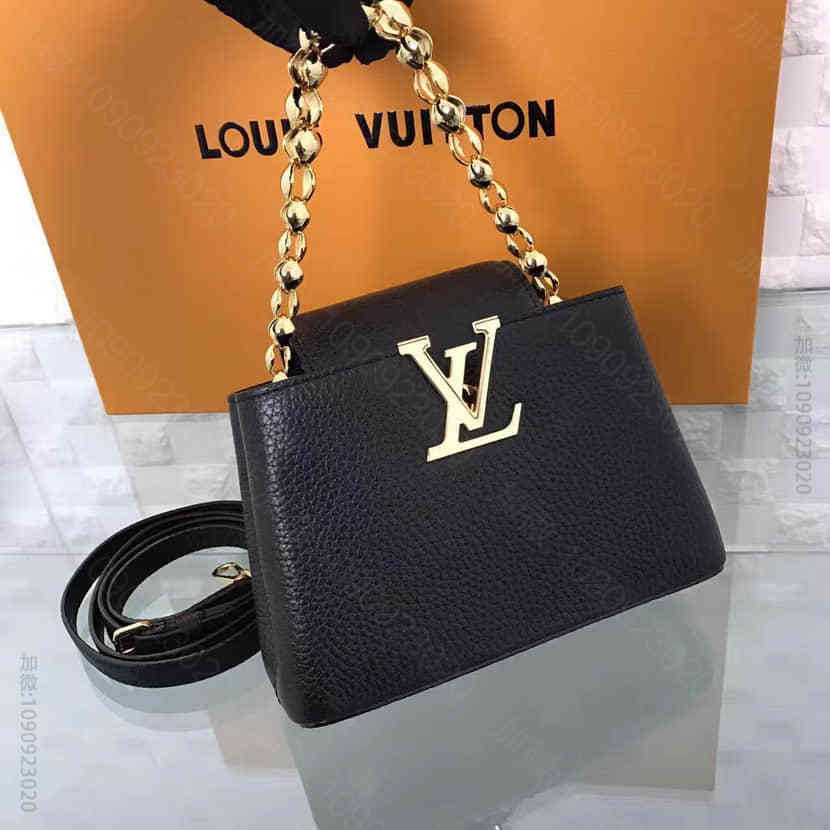 LV Capucines迷你链条手袋 路易威登 全粒纹Taurillon皮革...