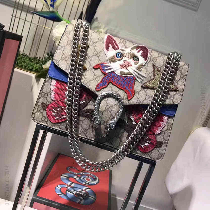 Gucci古驰 限量小猫 星星 月亮 蝴蝶肩背包 Dionysus 刺绣酒神...