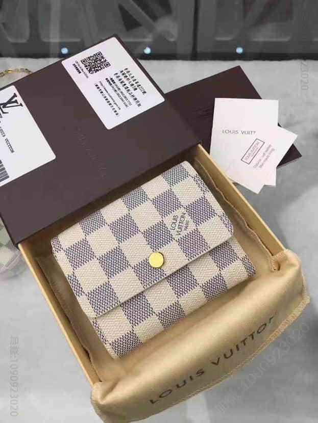 顶级原单货 LV N63241 路易威登 Anais钱夹Damier Azur 帆布白格卡包