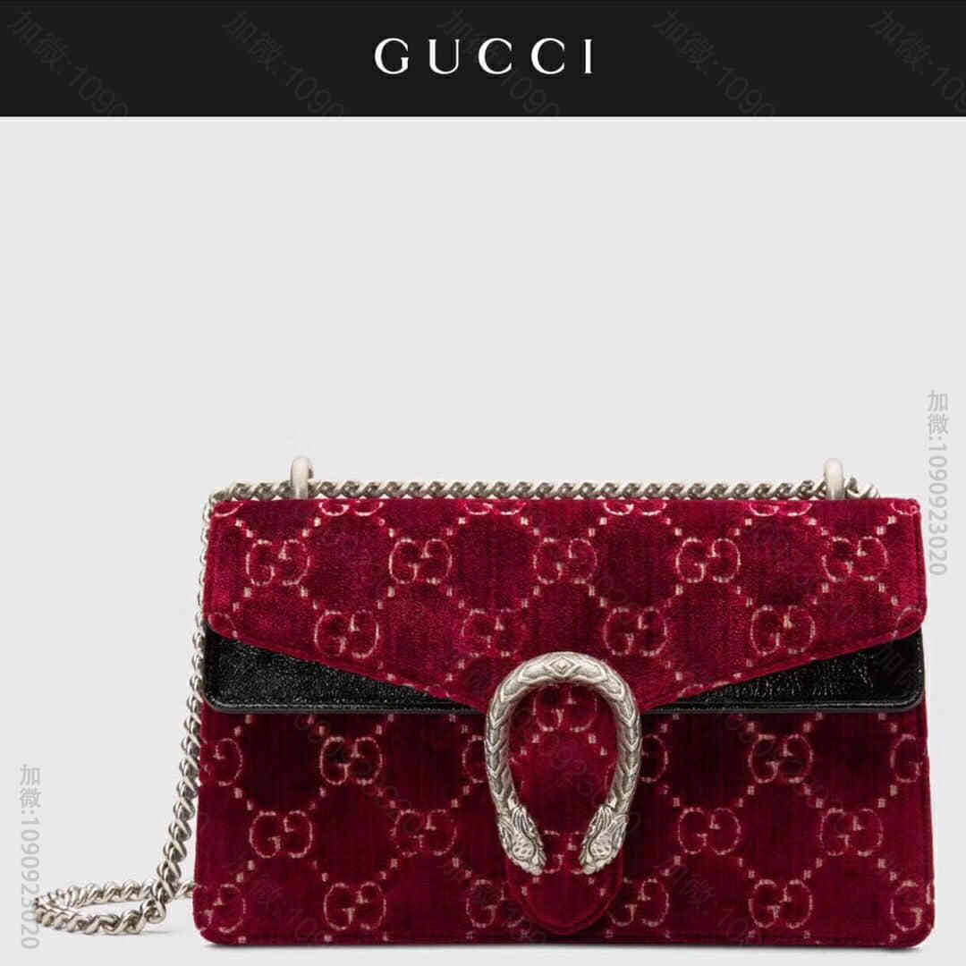 Gucci古驰/ Dionysus系列GG天鹅绒中号肩背包 400249