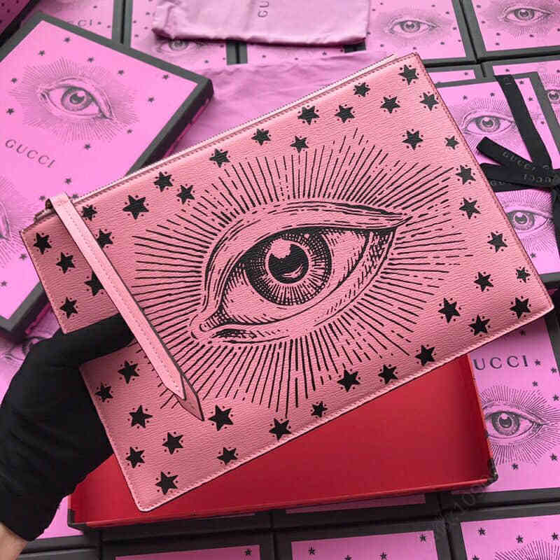 Gucci古驰/欧洲正品原单粉眼睛图案手拿包 516928