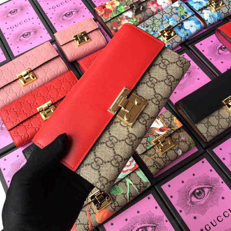 Gucci古驰/ padlock系列pvc红皮二折款链条包 453506