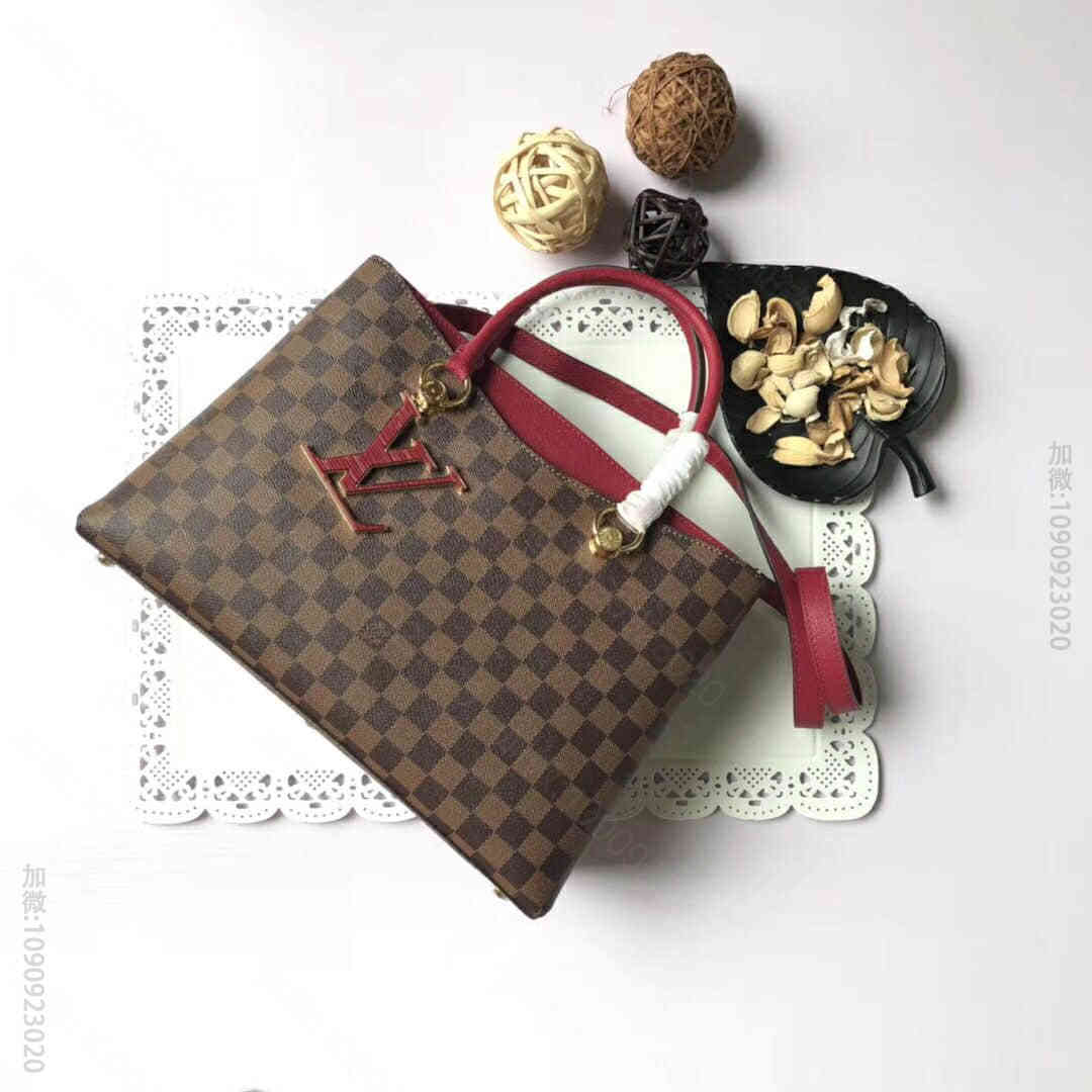 LV/路易威登 Damier Ebene格纹Riverside手提包 N40...