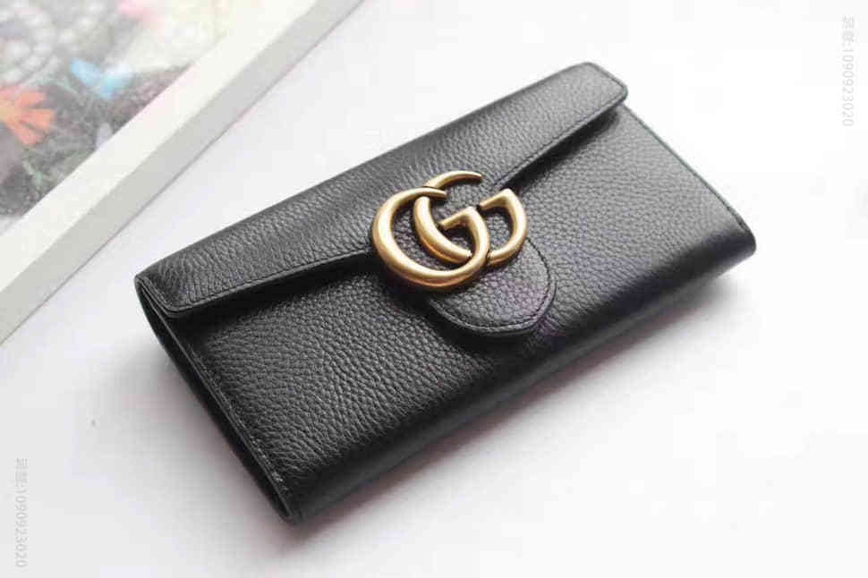 Gucci古驰 400586 GG Marmont 长款皮夹 黑色
