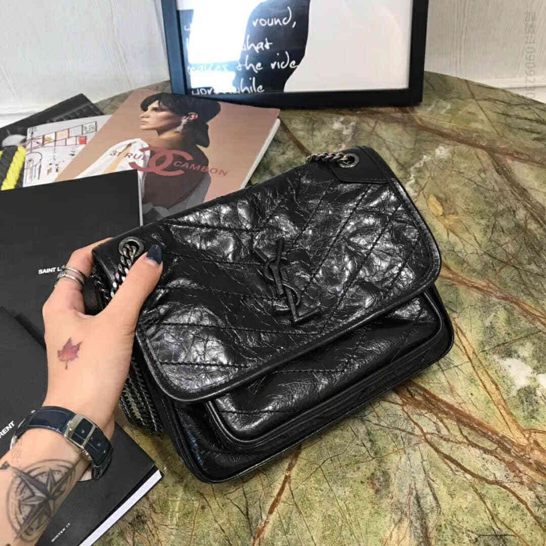 YSL/圣罗兰 Baby Niki 褶皱绗缝真皮链条包 533037