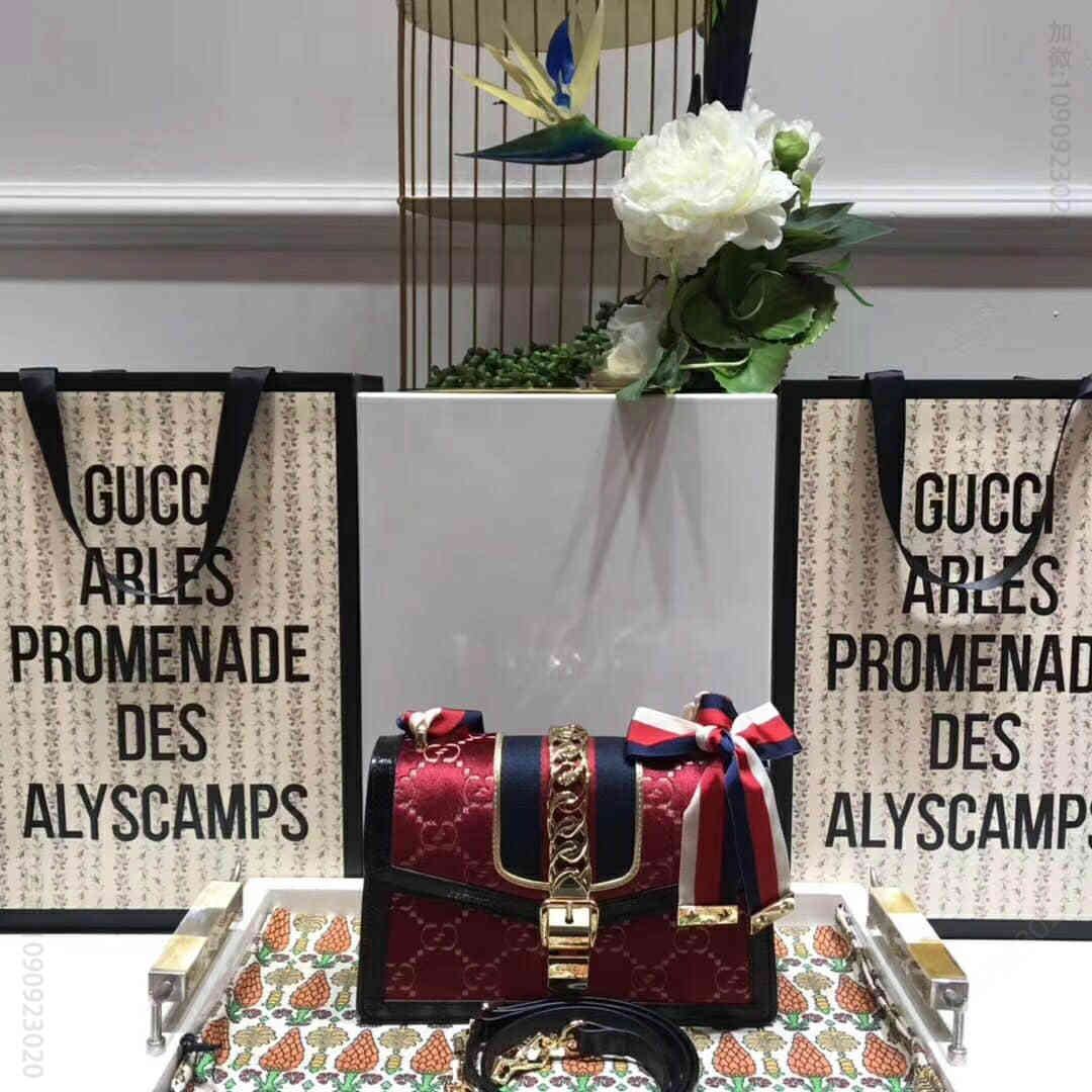 Gucci古驰/Sylvie GG velvet small shoulder bag 524405