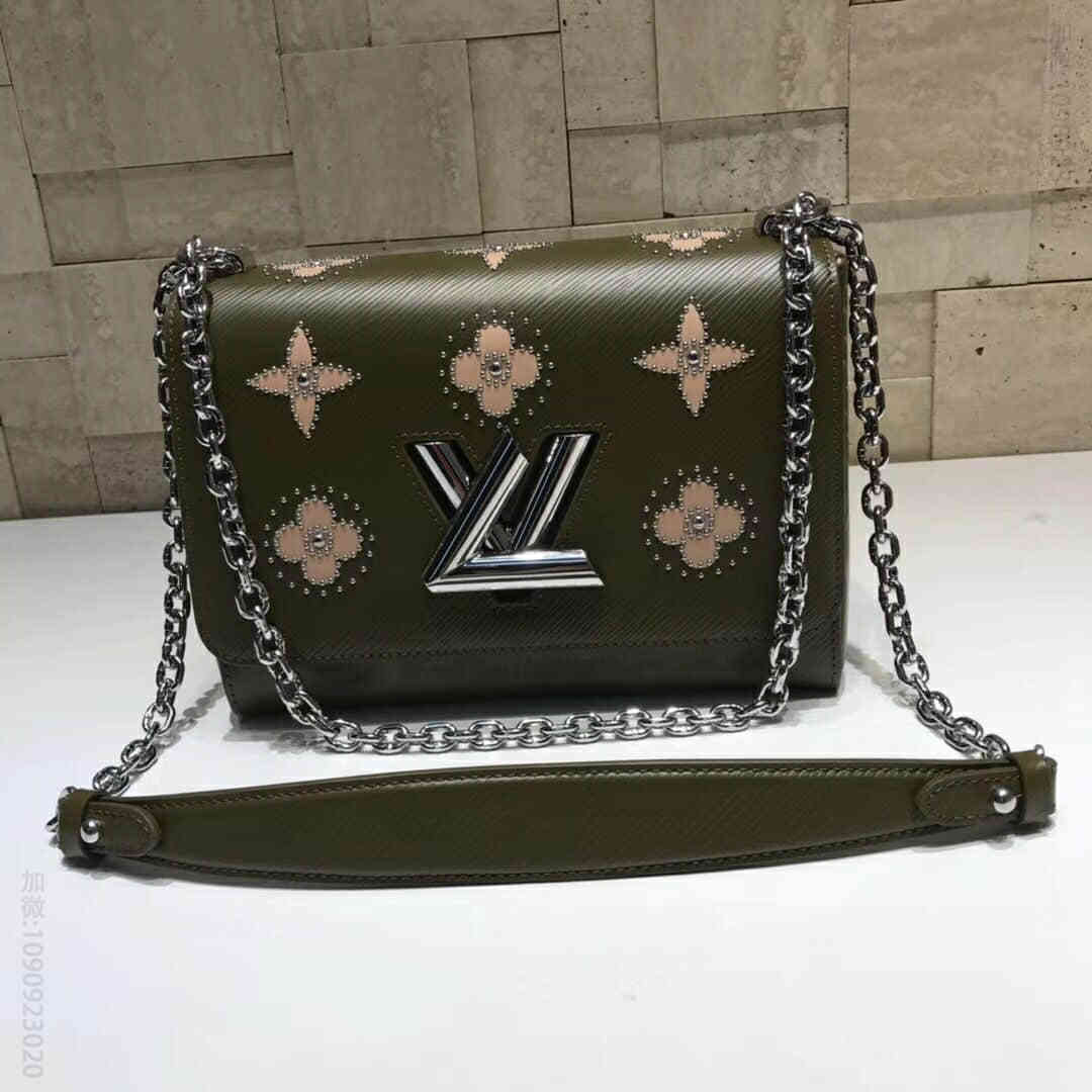 LV/路易威登 18秋款饰钉花卉图案Twist中号手袋 M52159
