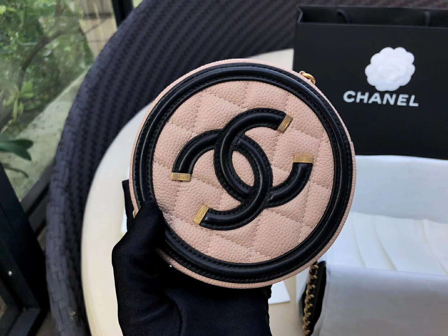 高仿香奈儿女士斜跨包 香奈儿女士斜跨包 香奈儿/Chanel 18新款复古圆形小零钱包 