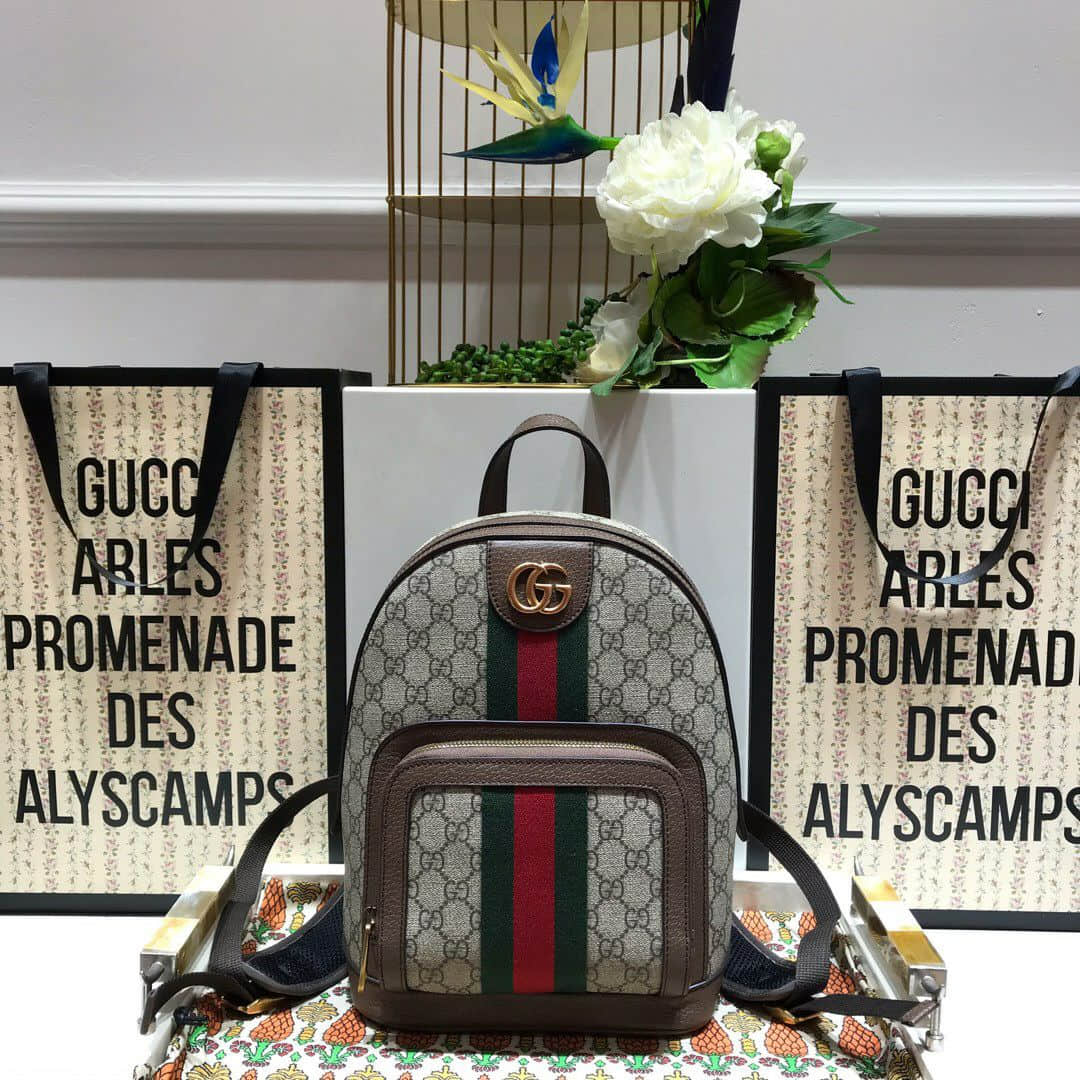 Gucci古驰 /Ophidia Backpack 织带装饰双肩包背包 547965