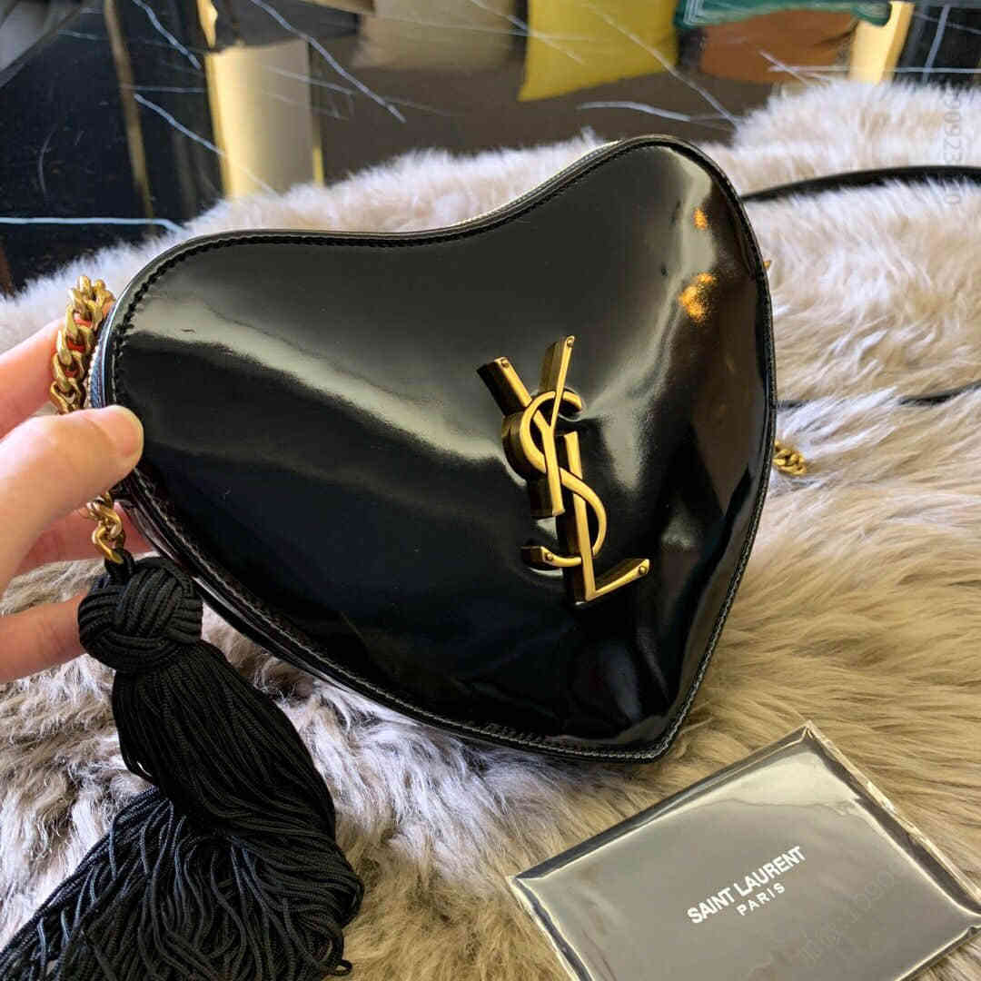 圣罗兰/ysl CŒUR 黑色漆皮爱心形链条包 540694
