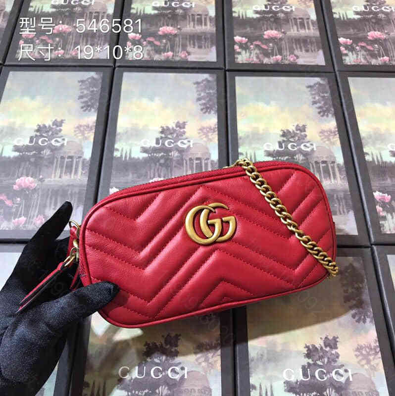 / GG Marmont系列波浪纹牛皮三层肩背包 546581