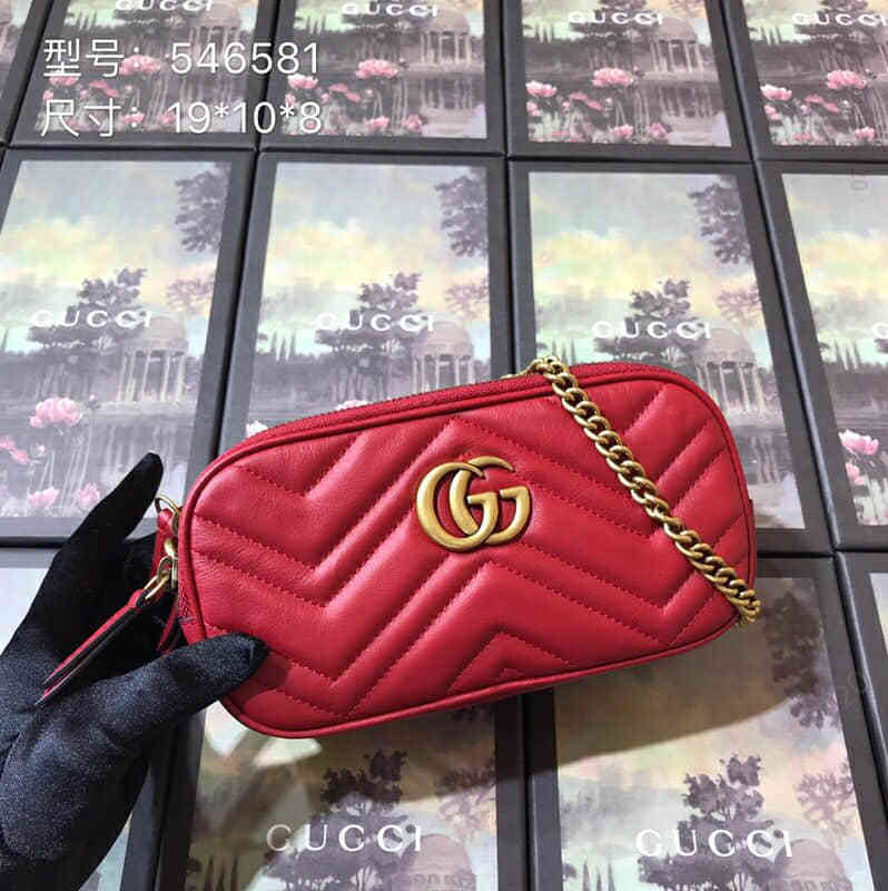 / GG Marmont系列波浪纹牛皮三层肩背包 546581