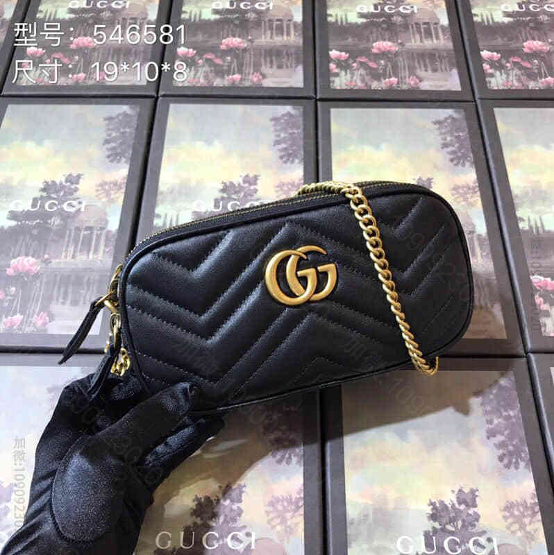 / GG Marmont系列波浪纹牛皮三层肩背包 546581