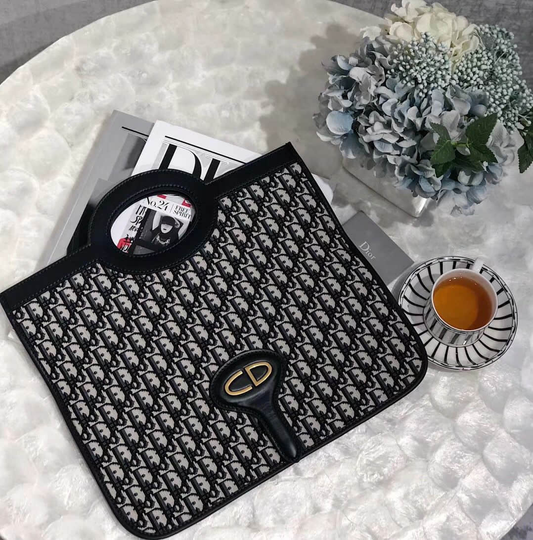 迪奥/Dior Oblique帆布Logo bag手包/购物袋