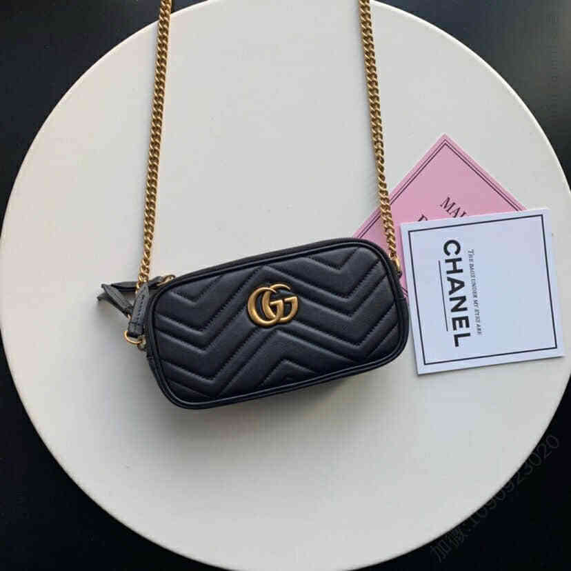 / GG Marmont系列波浪纹牛皮三层肩背包 546581