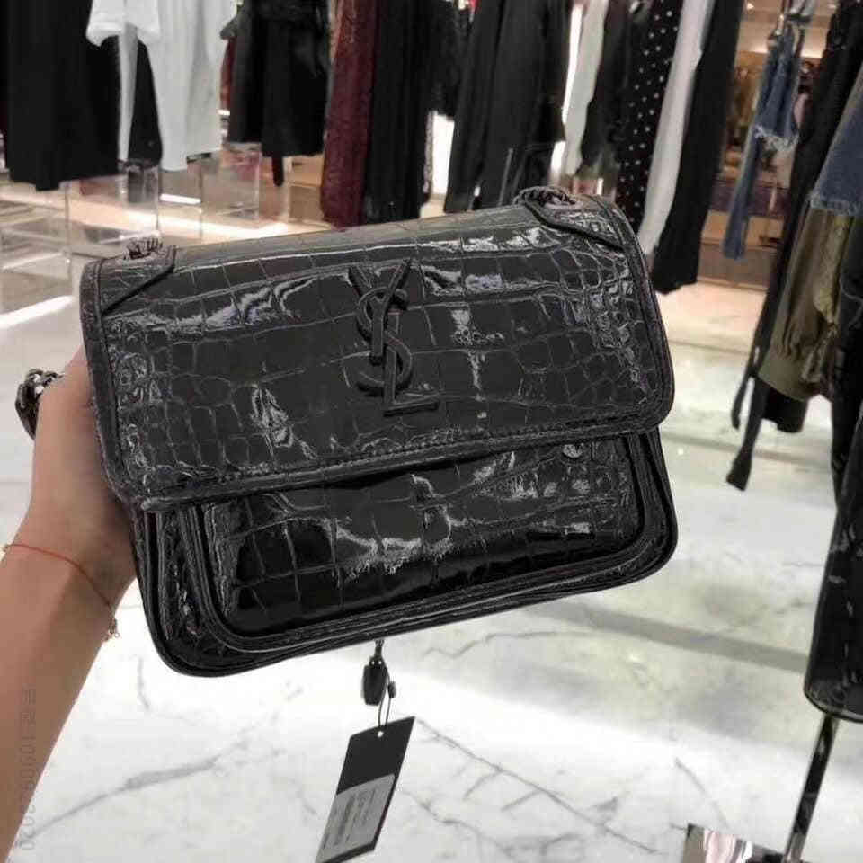 高仿圣罗兰斜跨女包 圣罗兰斜跨女包 YSL/圣罗兰 小号NIKI最新鳄鱼纹漆皮包 533037 