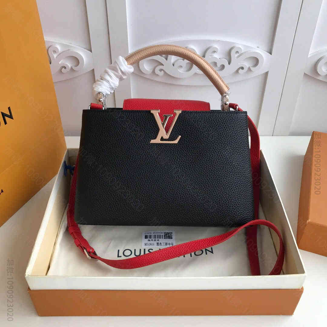 LV/路易威登 黑色拼Capucines中号手袋 M51814