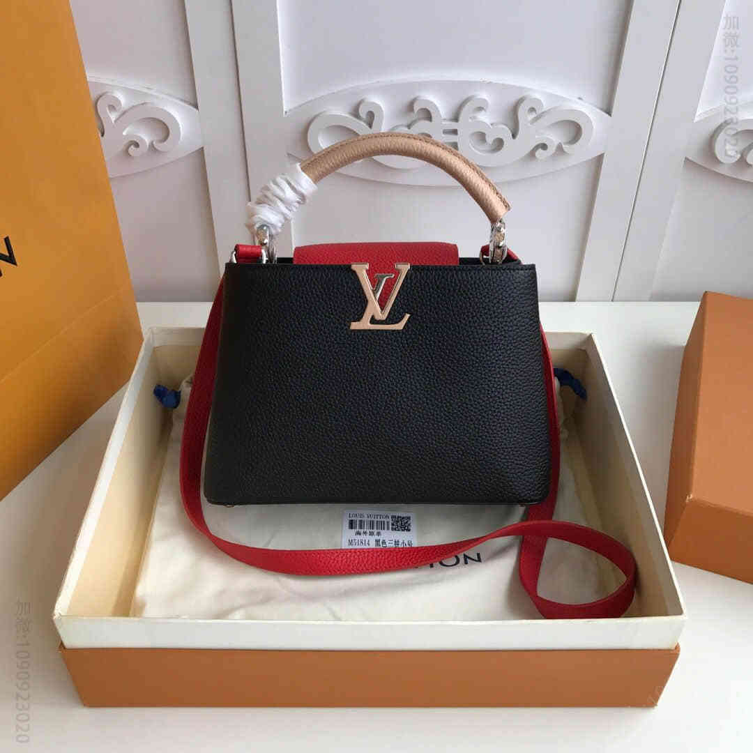 LV/路易威登 黑色拼Capucines小号手袋