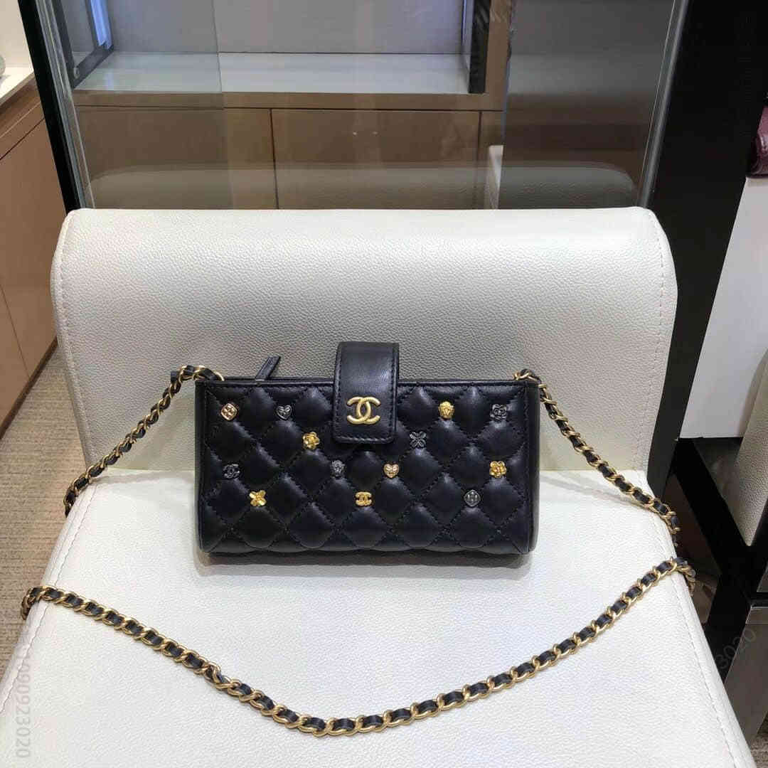 Chanel Mini小徽章系列 A80010 小羊皮菱格款
